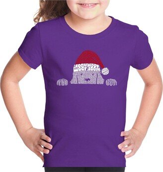 Christmas Peeking Dog - Girl's Child Word Art T-Shirt