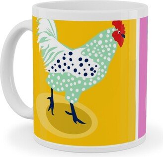 Mugs: Pop Art Chickens - Multicolor Ceramic Mug, White, 11Oz, Multicolor