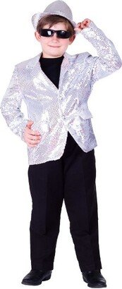 Dress Up America Sequin Jacket Party Blazer For Kids - Size X-Large, Silver