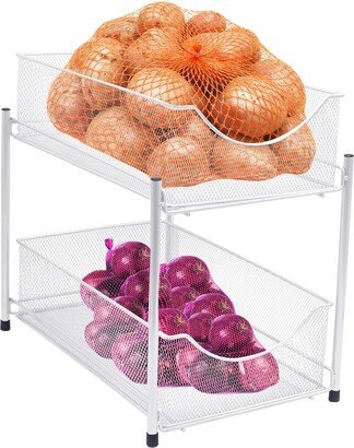 2 Tier Organizer Baskets with Mesh Sliding Drawers