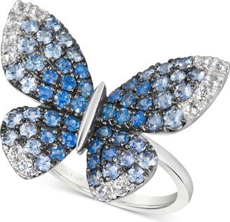 Denim Ombre (1-3/4 ct. t.w.) & White Sapphire (1/3 ct. t.w.) Butterfly Ring in 14k White Gold