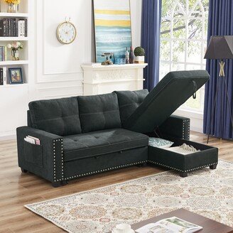 Calnod 85 L-Shaped Storage Sectional Sleeper Sofa with Reversible Chaise Lounge