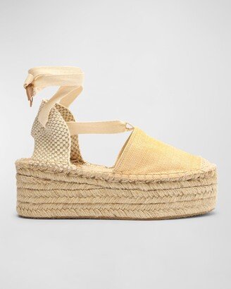 Greeca Espadrille Ankle-Tie Sandals