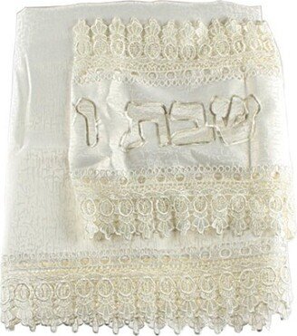 Shabbat Beautiful Tablecloth With Classic Design With Hebrew Words, Jewish Gift For Holidays 100% Kosher Made in Israel, Judaica Gift