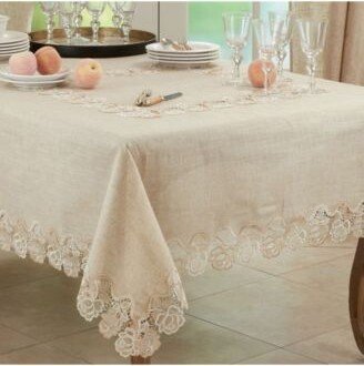 Saro Lifestyle Lace Tablecloth With Rose Border Design