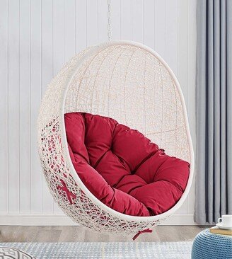 Balmoral Outdoor White Rattan with Red Cushioned Hanging Swing Chair