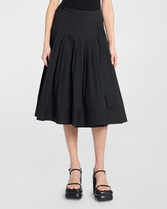 Eco Poplin Pleated Wrap Midi Skirt