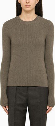 Grey wool crew-neck pullover