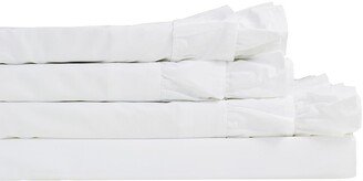 Queen Percale Double Ruffle Sheet Set - White