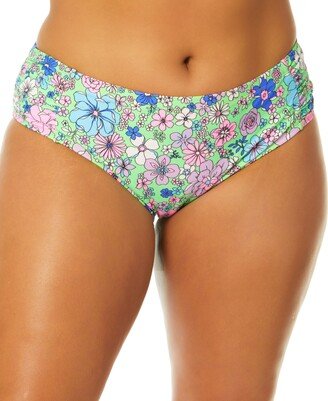 Salt + Cove Trendy Plus Size Peony Party Soft Side-Tab Mid-Rise Bikini Bottoms, Created for Macy's