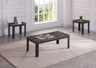 Titanic Furniture Gaby 3-Piece Table Set with Brown Faux Marble - 3-Piece Set