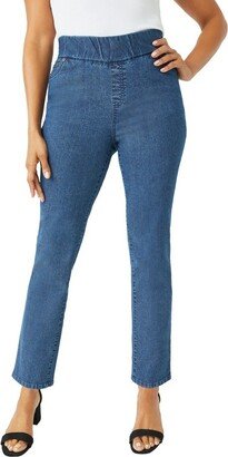 Jessica London Women's Plus Size Tall Comfort Waistband Straight Leg Jean, 26 W - Medium Stonewash