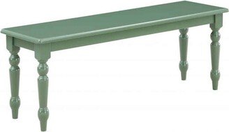 Irvin 48 Inch Modern Wood Dining Bench with Turned Legs, Equestrian Green