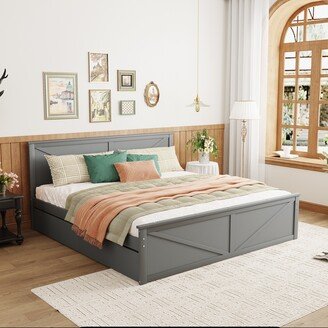 Platform Bed with Four Storage Drawers and Support Legs