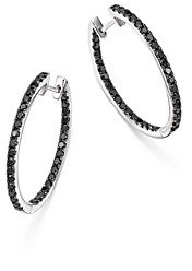 Black Diamond Inside Out Hoop Earrings in 14K White Gold, 1.35 ct. t.w. - 100% Exclusive