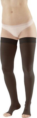 Ames Walker AW Style 212 Adult Long Medical Support 20-30 mmHg Compression Open Toe Thigh Highs w/Dot Band Black Large Long