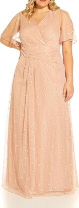 Plus Womens Glitter Maxi Evening Dress