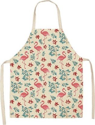 Flamingo Pattern Kitchen Apron Cotton Linen Cooking | Kids & Womens Aprons Cute Gift