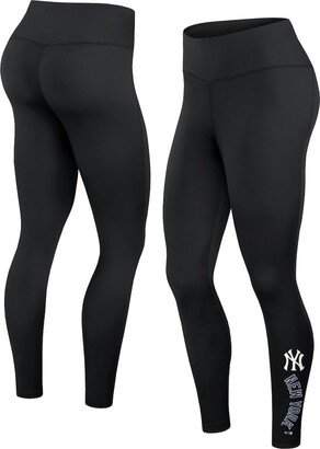 Women's Branded Black New York Yankees Wordmark Stack Leggings