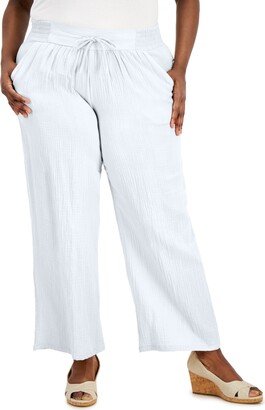 Plus Size Gauze Drawstring Pants, Created for Macy's