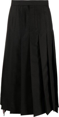 Pleated Wool Maxi Skirt