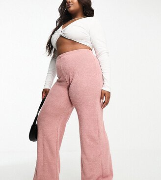 I Saw It First Curve I Saw It First Plus ribbed wide leg pants in pink