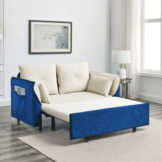 Sunmory 57 Modern Convertible Sofa Bed, Velvet Upholstered Loveseat Sofa