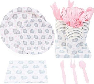 Sparkle and Bash Elephant Themed Party Supplies Pack for Baby Showers (Serves 24)