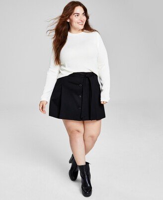 And Now This Trendy Plus Size Belted Button-Front Skirt