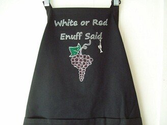 Wine Rhinestone Womens Apron. It Comes With A Removable Charm. White Or Red Enuff Said. Unique Gift. Christmas Birthday Gift