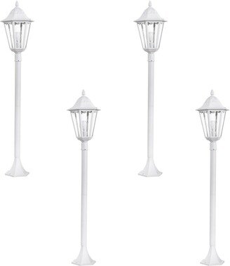 Loops 4 PACK IP44 Outdoor Bollard Light White Aluminium Lantern 60W E27 Tall