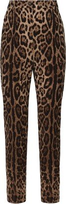 High-Waisted Leopard-Print Trousers