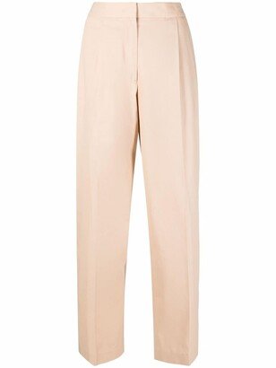 High-Waisted Cotton Trousers-AE