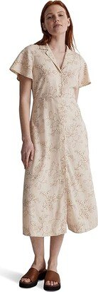 Kathy Short Sleeve Retro Midi Shirtdress - Print (Sand) Women's Dress