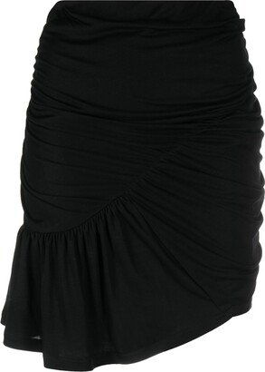 Ruched Asymmetric Miniskirt