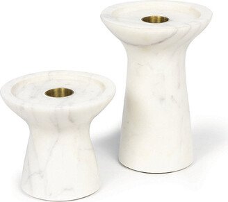 Set of 2 Marble Candlesticks