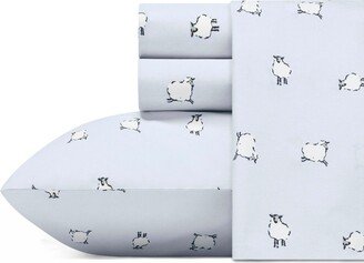 Poppy & Fritz Sheep Cotton Percale 4 Piece Sheet Set, Queen