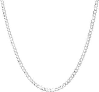 Divine Elegance Sterling Silver Unisex 3MM Flat Curb Chain Necklace