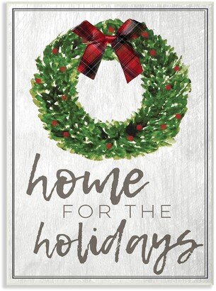 Home for the Holidays Wreath Bow Christmas Wall Plaque Art, 12.5