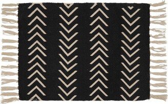 Saro Lifestyle Chevron Placemat, 14x20 Oblong (Set of 4), Black, 14 x 20