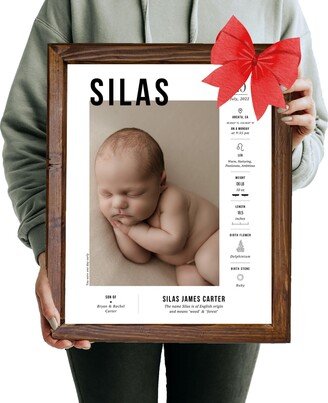 Custom Newborn Baby Announcement, Personalized Christmas Gift, Birth Stat Print, Name Sign, Wall Art Nursery Decor