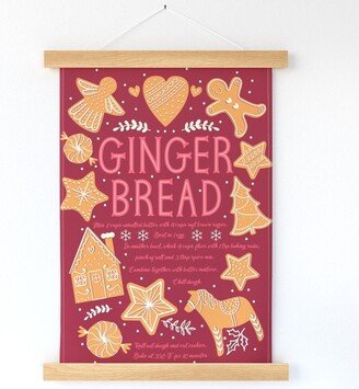 Holiday Cookies Wall Hanging - Gingerbread Recipe By Sally Mountain Christmas Baking Printed Tea Towel With Wooden Hanger Spoonflower