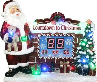 Fraser Hill Farms Indoor/Outdoor Oversized Santa Scene Christmas Decor with Long-Lasting Led Lights and Musical Countdown Clock