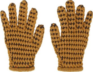 Yellow & Brown Tightweave Gloves