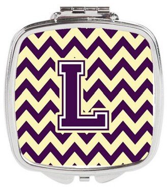 CJ1058-LSCM Letter L Chevron Purple & Gold Compact Mirror