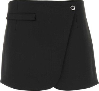 Asymmetric Logo Detailed Wrapped Mini Skirt