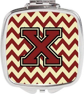 CJ1061-XSCM Letter X Chevron Maroon & Gold Compact Mirror