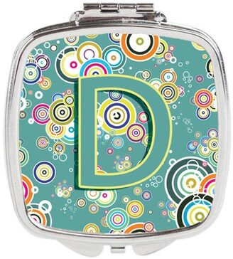 CJ2015-DSCM Letter D Circle Circle Teal Initial Alphabet Compact Mirror