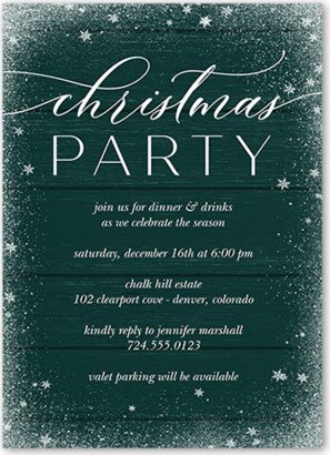 Holiday Invitations: Snowy Winter Holiday Invitation, Green, 5X7, Christmas, Matte, Signature Smooth Cardstock, Square