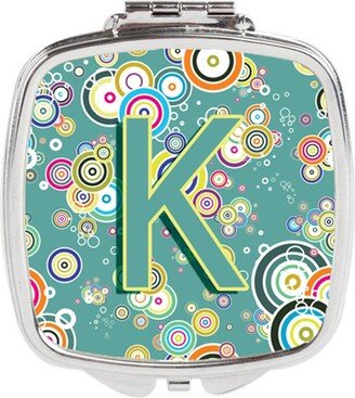 CJ2015-KSCM Letter K Circle Circle Teal Initial Alphabet Compact Mirror